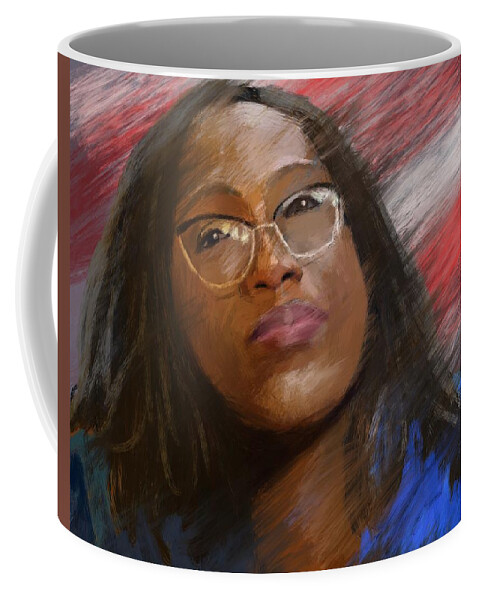 Ketanji Coffee Mug featuring the painting Ketanji Brown Jackson Portrait #1 by Larry Whitler