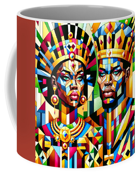 King And Queen Coffee Mug featuring the painting King and Queen #1 by Emeka Okoro