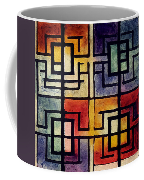 Labyrinth Pattern Celtic Watercolor Décor Coffee Mug featuring the painting Labyrinth Pattern Celtic Watercolor Pastell Gre 04303a525f 645563e3e 645645ed 9099 Baae664 #1 by Celestial Images