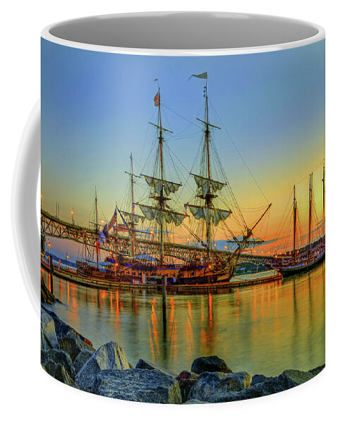 Hermione Coffee Mug featuring the photograph Lafayette's Hermione Voyage 2015 #1 by Jerry Gammon