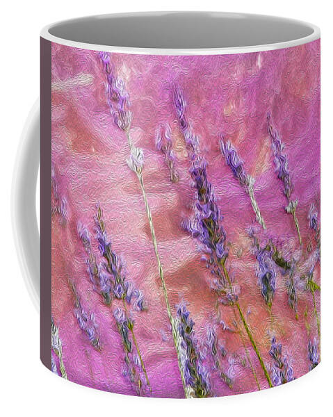Lavender Coffee Mug featuring the mixed media Lavender #1 by Mary Poliquin - Policain Creations