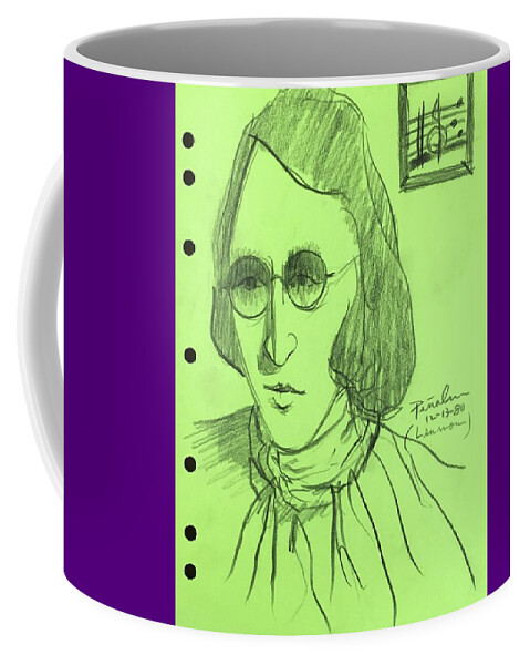 Ricardosart37 Coffee Mug featuring the drawing Lennon 12-13-80 by Ricardo Penalver deceased