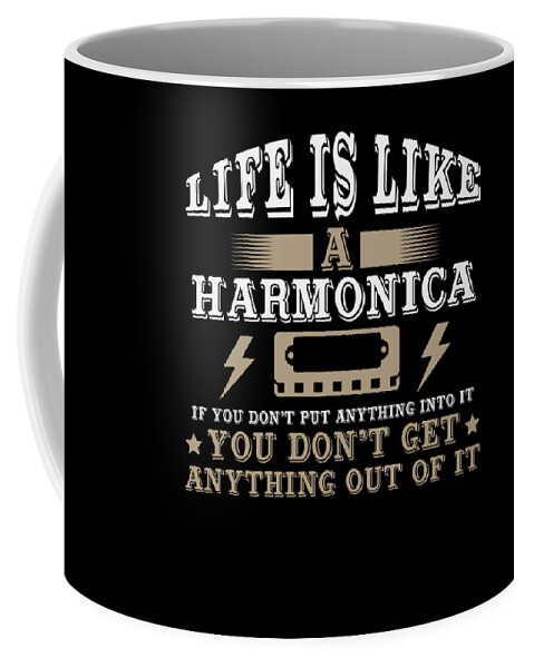 Harmonica Player Coffee Mug featuring the digital art Life Is Like A Harmonica #1 by Jacob Zelazny