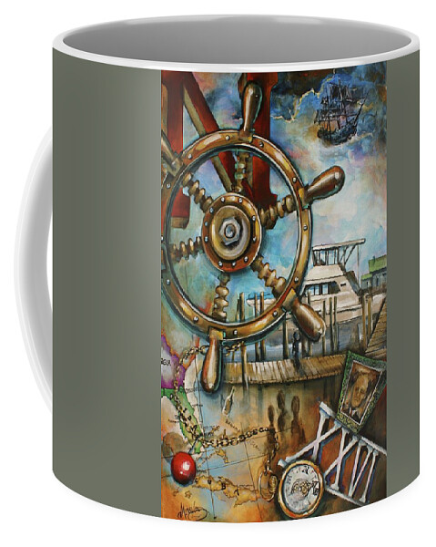 Nautical Coffee Mug featuring the painting Lost #2 by Michael Lang