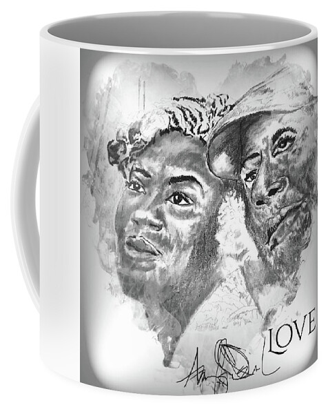  Coffee Mug featuring the drawing Love by Angie ONeal
