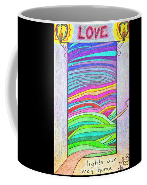 Love Coffee Mug featuring the drawing Love Lights Our Way Home by Karen Nice-Webb