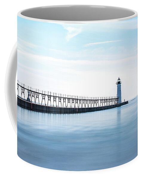 K. Mcclish Photography Coffee Mug featuring the digital art Manistee North Pierhead Lighthouse by Kevin McClish