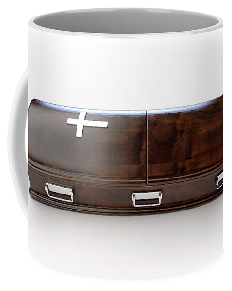 Coffin Coffee Mug featuring the digital art Modern Coffin And Crucifix #1 by Allan Swart