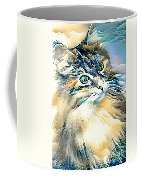 Wingsdomain Coffee Mug featuring the mixed media Molokai The Tsunami Cat 20210714 #1 by Wingsdomain Art and Photography