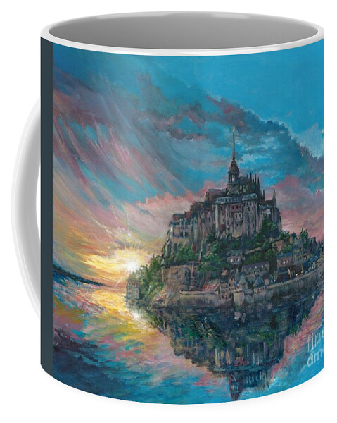 Religion Coffee Mug featuring the painting Mont Saint Michel by Merana Cadorette