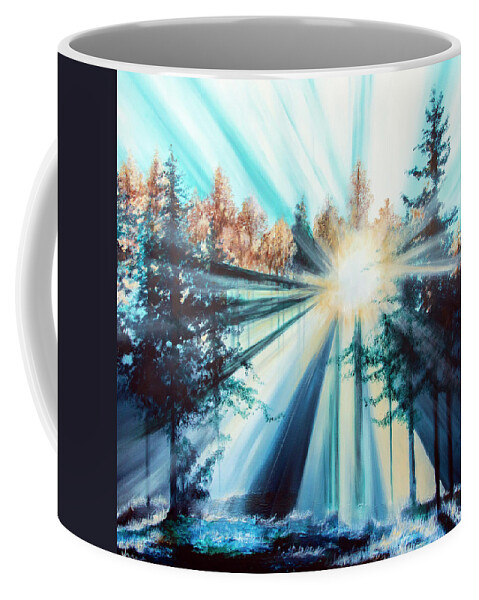 Forest Coffee Mug featuring the pastel New Morning by Katrina Nixon