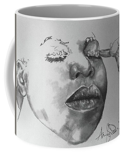  Coffee Mug featuring the drawing Nina by Angie ONeal