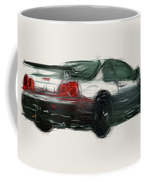 Tesla Model X Car Drawing #5 Coffee Mug by CarsToon Concept - Pixels