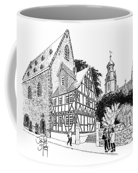 Butzbach Coffee Mug featuring the drawing Old Butzbach, Germany #2 by John Paul Stanley