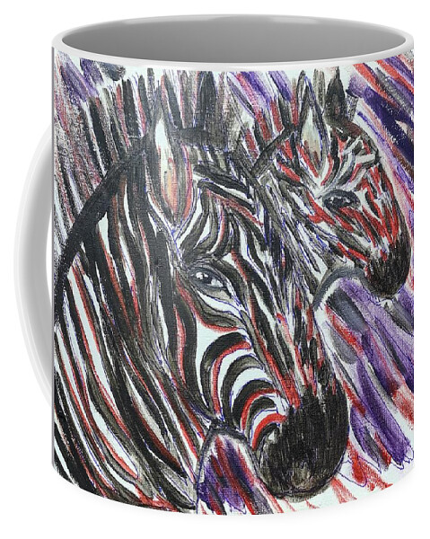 Oil Coffee Mug featuring the painting Zebras in abstract by Lisa Koyle