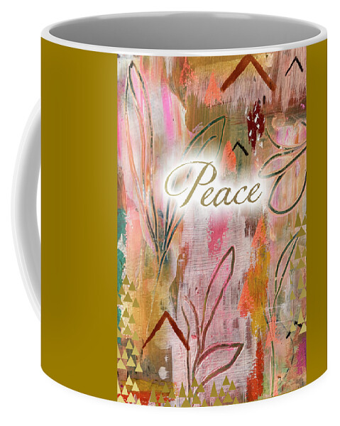 Peace Coffee Mug featuring the mixed media Peace by Claudia Schoen