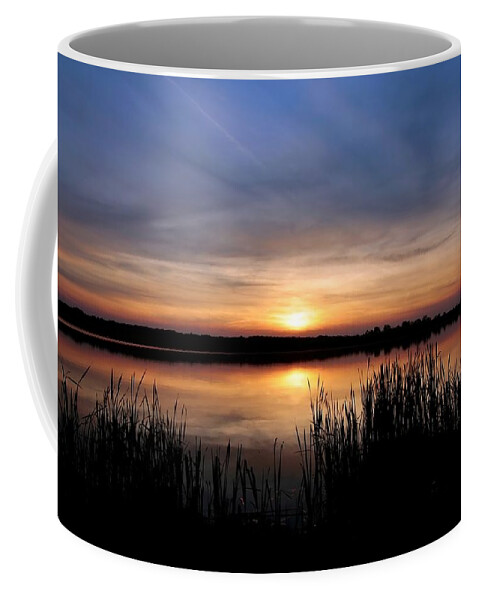 Lake Coffee Mug featuring the photograph Peaceful Sunset #1 by Mary Walchuck