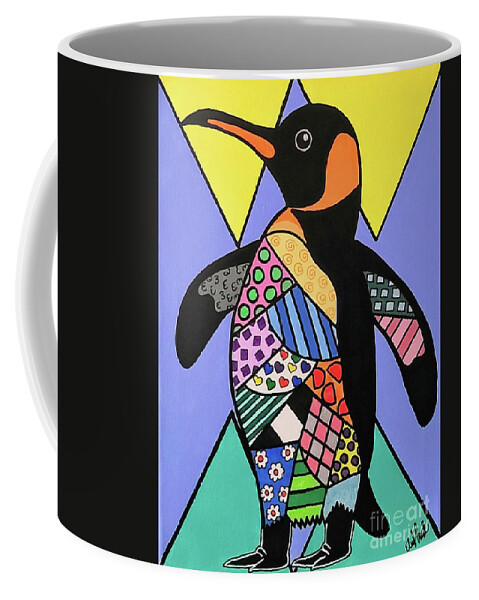 Penguin Coffee Mug featuring the painting Otis the Pop Art Penguin by Elena Pratt