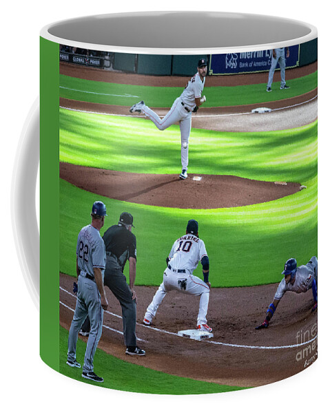 Sports Coffee Mug featuring the photograph Pick off play #1 by Barry Bohn