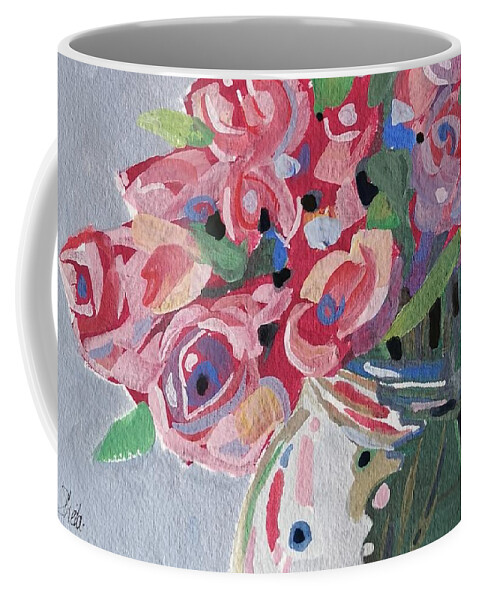Still Life Coffee Mug featuring the painting Pink Roses by Sheila Romard