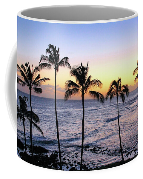 Hawaii Coffee Mug featuring the photograph Poipu Palms at Sunset by Robert Carter