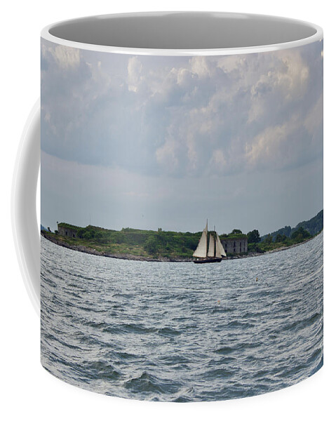  Coffee Mug featuring the pyrography Portland Harbor by Annamaria Frost