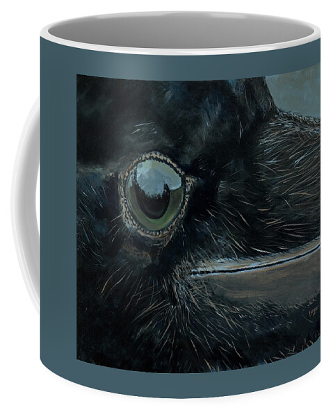 Raven Coffee Mug featuring the painting Raven's Eye by Les Herman