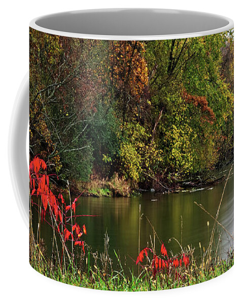 Yahara Coffee Mug featuring the photograph Red Sumac at the Bend of The Yahara #1 by Peter Herman