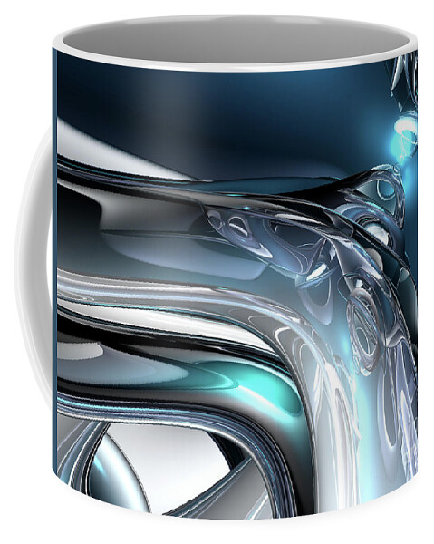 Abstract Coffee Mug featuring the digital art Reflections of Blue #1 by Phil Perkins
