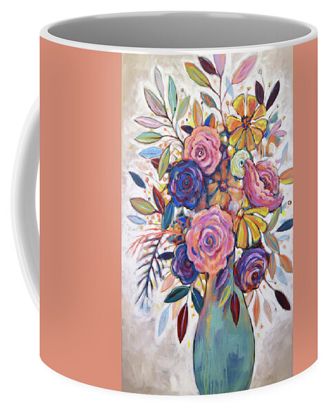 Floral Art Coffee Mug featuring the painting Riot of color #1 by Amy Giacomelli