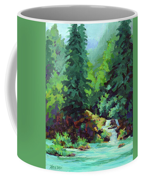 River Coffee Mug featuring the painting River Falls by Karen Ilari