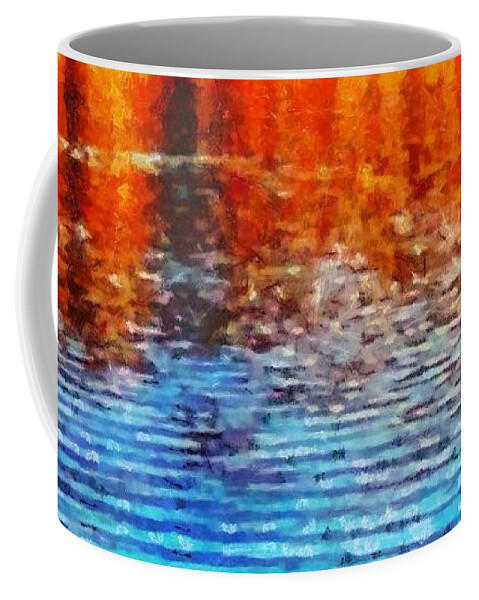 River Coffee Mug featuring the mixed media River in Autumn by Christopher Reed