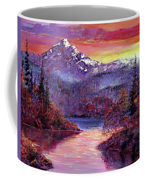 Landscape Coffee Mug featuring the painting Rocky Mountain Sunset #1 by David Lloyd Glover
