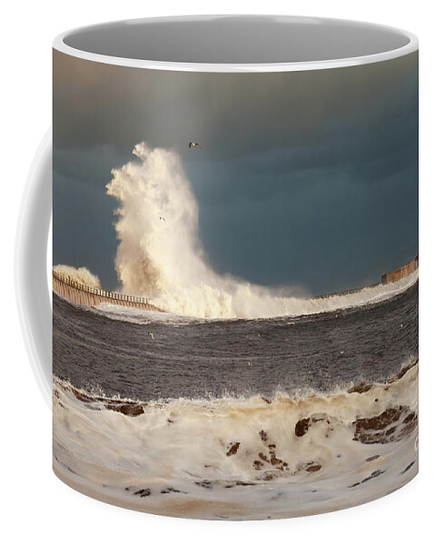 Pier Coffee Mug featuring the photograph Roker Storm #1 by Bryan Attewell