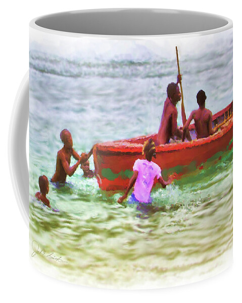 Children Coffee Mug featuring the painting Rowboat Fun by Joel Smith