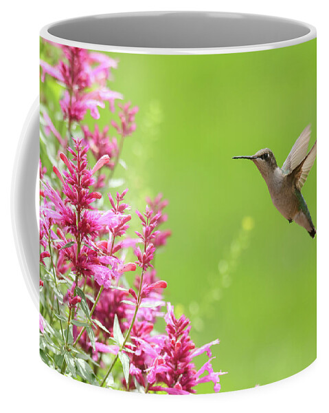 Ruby Throated Humingbird Coffee Mug featuring the photograph Ruby Throated Humingbird by Brook Burling