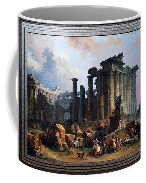 Ruins Of A Doric Temple Coffee Mug featuring the painting Ruins of a Doric Temple by Hubert Robert by Rolando Burbon