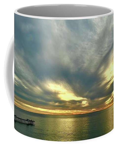 Sunset Coffee Mug featuring the photograph San Clemente Pier Sunset #1 by Brian Eberly