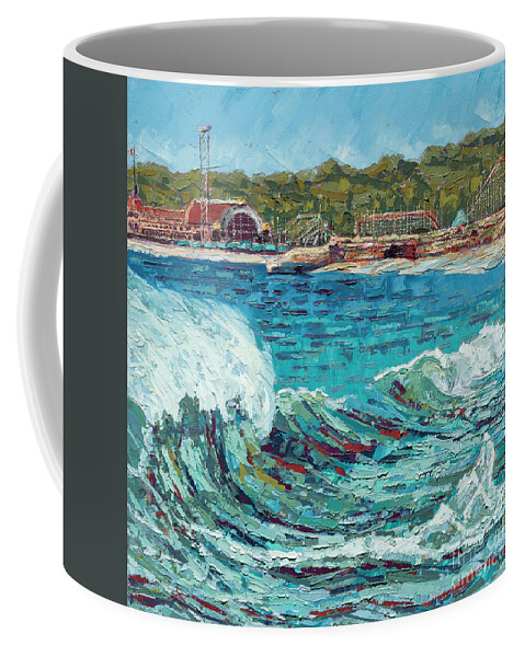 Ocean Coffee Mug featuring the painting Santa Cruz Wave #2 by PJ Kirk