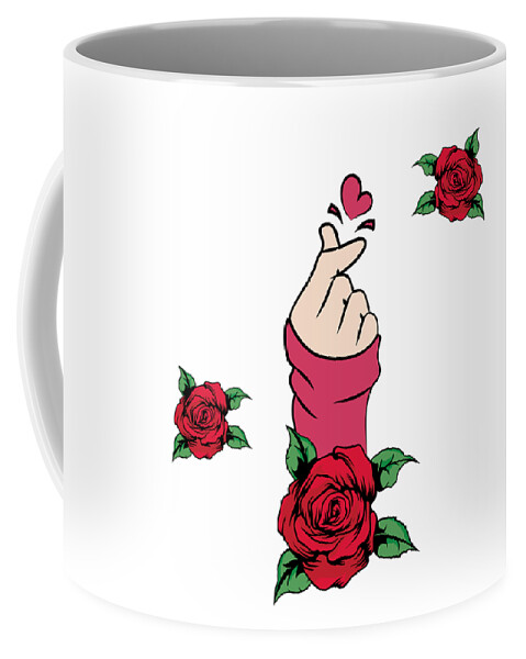 Coffee Mug I Love Coffee Korean Finger Heart 11oz 