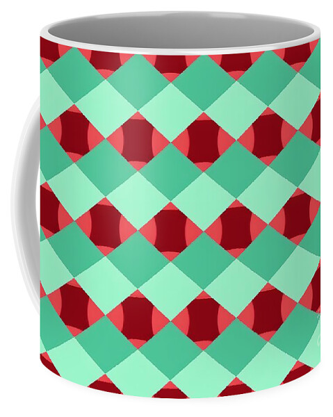 Seamless Diagonal Gingham Diamond Checkers Christmas Wrapping Paper Pattern  In Mint Green And Candy Cane Red Geometric Traditional Xmas Card Background  Gift Wrap Texture Or Winter Holiday Backdrop #1 Coffee Mug by