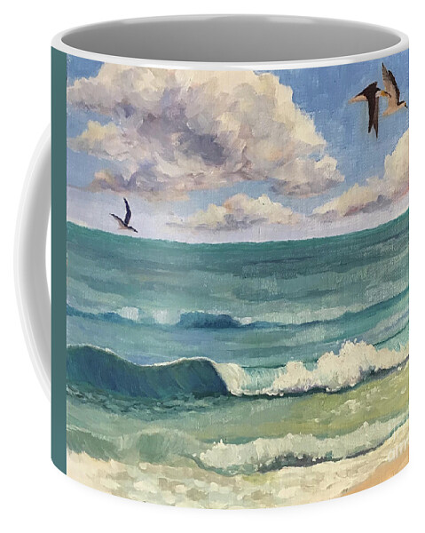 Skimmers Coffee Mug featuring the painting Skimmers #2 by Anne Marie Brown