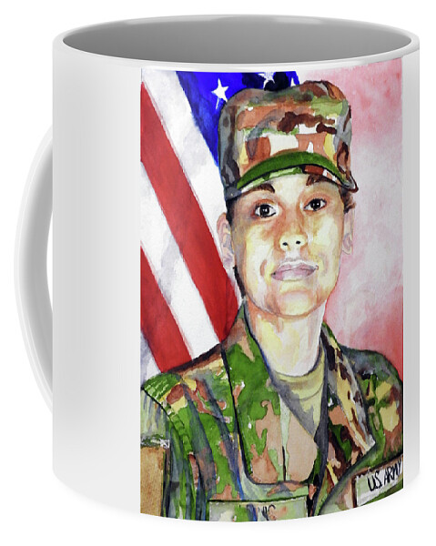 Woman Coffee Mug featuring the painting Soldier #1 by Barbara F Johnson