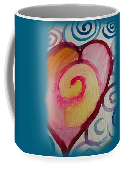 Vibrant Coffee Mug featuring the painting Spiral Heart by Sandy Rakowitz