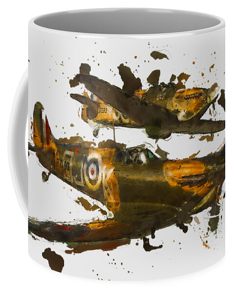 Air To Air Coffee Mug featuring the digital art Spitfire and Hurricane #1 by Roy Pedersen
