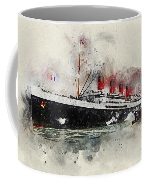Steamer Coffee Mug featuring the digital art S.S. France 1910 by Geir Rosset