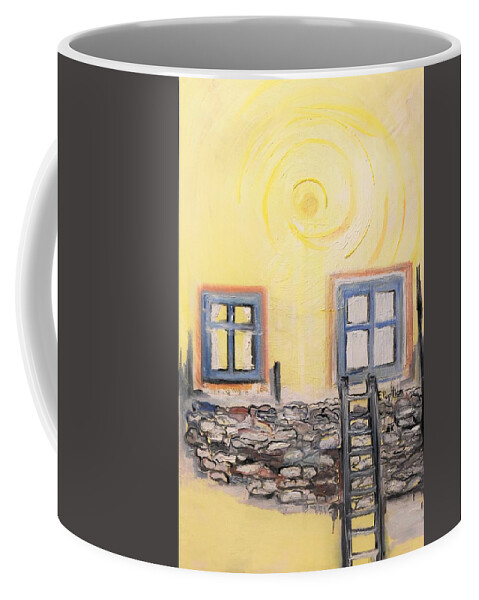 Abstract Coffee Mug featuring the painting Sunrise #3 by Evelina Popilian