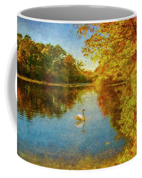 Landscape Coffee Mug featuring the photograph Swan in Autumn #1 by Cathy Kovarik