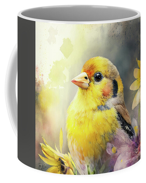 American Goldfinch Coffee Mug featuring the painting Sweet Yellow Goldfinch by Tina LeCour