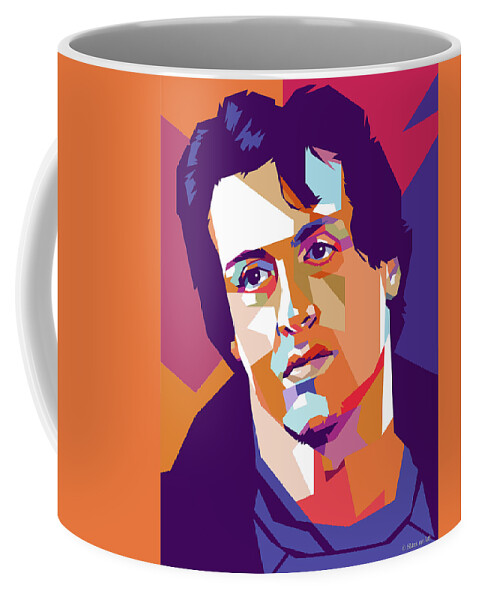 Sylvester Coffee Mug featuring the mixed media Sylvester Stallone by Stars on Art